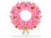 Costway 24'' Artificial PVC Christmas Wreath 140 Tips w/ Ornament Balls & Golden Bow Pink - Pink
