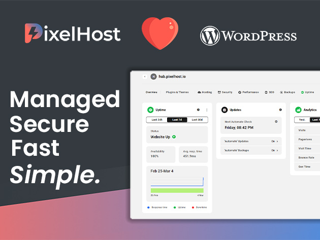 PixelHost WordPress Hosting lifetime subscription [Managed Plan]