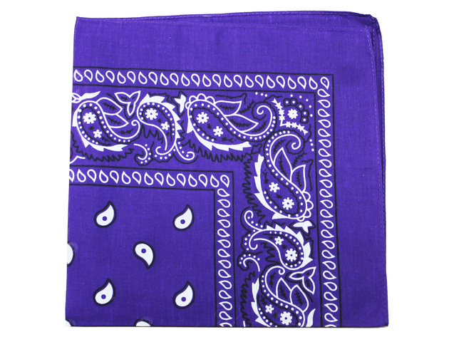8 Pack X-Large Paisley Cotton Printed Bandana - 27 x 27 inches - Purple