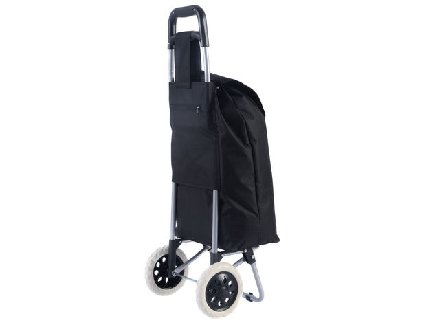 Costway Black Large Capacity Light Weight Wheeled Shopping Trolley Push Cart Bag - Black