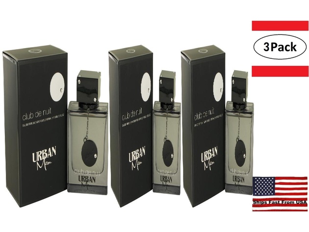 3 Pack Club De Nuit Urban Man by Armaf Eau De Parfum Spray 3.4 oz for Men