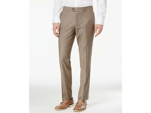 Bar III Men's Skinny Fit Stretch Wrinkle-Resistant Suit Pants Taupe Size 34x34