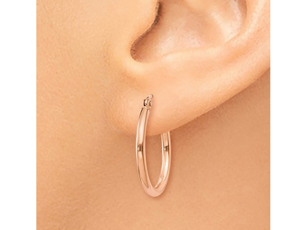 Hoop Earrings in 14K Rose Pink Gold 3/4 Inch (2.00 mm)