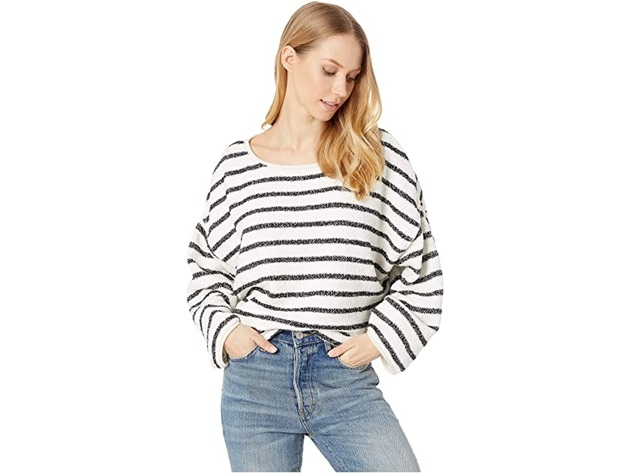 Free People Juniors' Bardot Striped Sweater White Size Medium