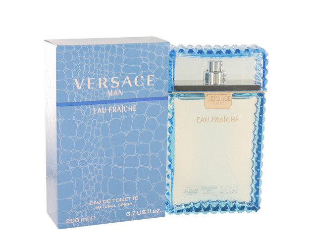 3 Pack Versace Man by Versace Eau Fraiche Eau De Toilette Spray (Blue) 6.7 oz for Men