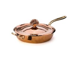 Copper Saute Pan 3.5 qt with Flower Lid 