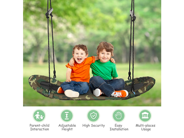 Costway Saucer Tree Swing Surf Kids Outdoor Adjustable Swing Set w/ Handle