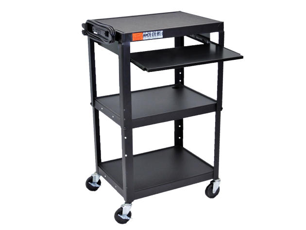 Offex 42" Adjustable Height Steel Cart with Pullout Keyboard Tray