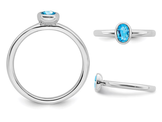 Blue Topaz Ring 2/5 Carat (ctw) in Sterling Silver - 10
