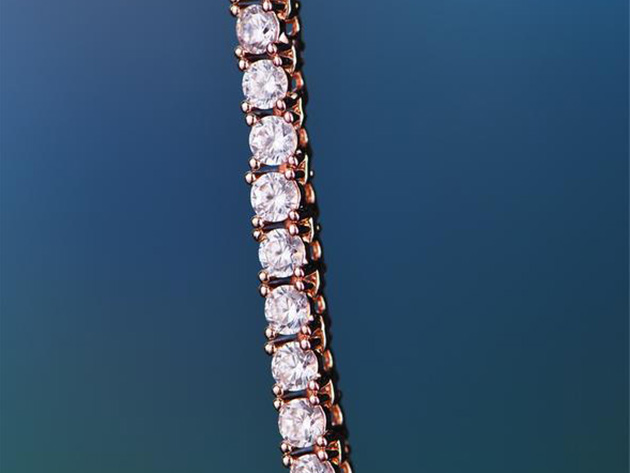 Tennis Necklace with White Princess Cut Swarovski (Rose Gold)