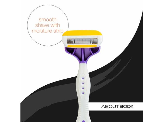 About Body Spa 4-Blade Delicate Disposable Shaving Razors with Coconut Oil Moisture Pad, 4 Razors per Pack