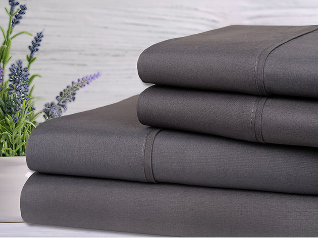 Bamboo 4-Piece Lavender Scented Sheet Set (Grey/King)