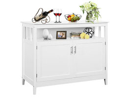 Costway Modern Kitchen Storage Cabinet Buffet Server Table 36" Sideboard Dining Wood White - White