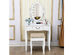 Costway Vanity Table Jewelry Makeup Desk Bench Dresser Stool White