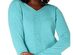 Karen Scott Women's Cotton Mixed-Knit Sweater Aqua Size Large