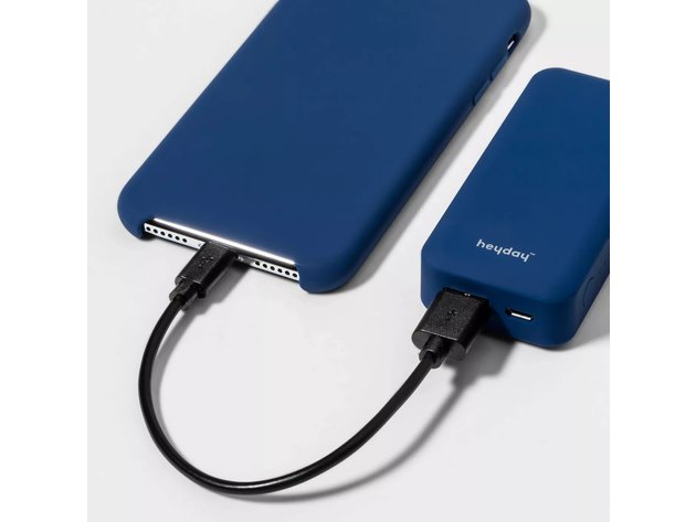 Heyday Apple iPhone XS Silicone Case With Power Bank and USB Cable, Perfect For Travel and On The Go Use, Dark Blue