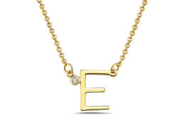 18K Gold-Plated CZ Initial Necklace (E)