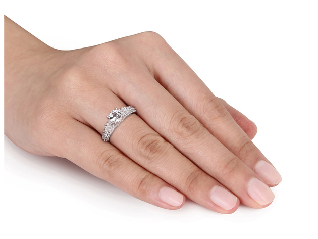 1 2/3 Carat (ctw) Created White Sapphire Engagement Ring In Sterling Silver - 9