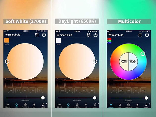 MagicLight Smart Colorful LED Light Bulbs: 2-Pack