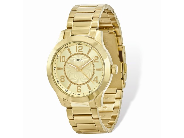 Chisel Mens IP-plated Stainless Steel Gold Dial Watch