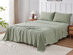 Kathy Ireland 4 Piece Heathered Jersey Knit Cotton Sheet Set (Queen/Olive)