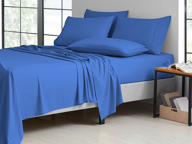 6-Piece Bamboo-Blend Comfort Luxury Sheet Set (Warm Blue/King)