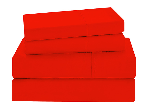 4-Piece Microfiber Sheet Set (Red/King)