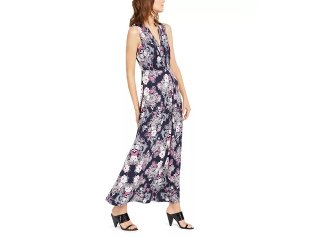 INC International Concepts Women's Printed Maxi Dress Black Size Large
