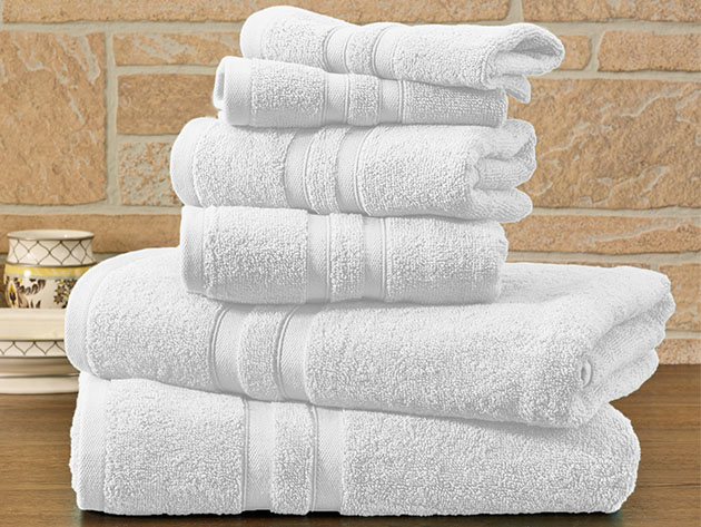 6-Piece Bibb Home 100% Egyptian Cotton Towel Set (White)