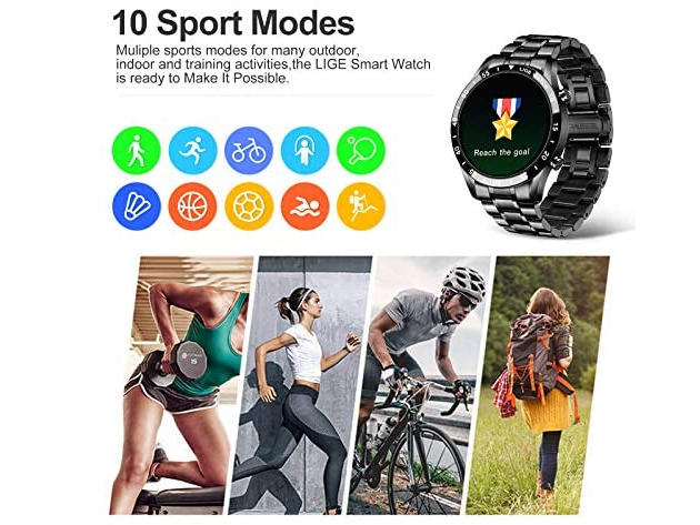 Men's Smartwatch with Stainless Steel Band