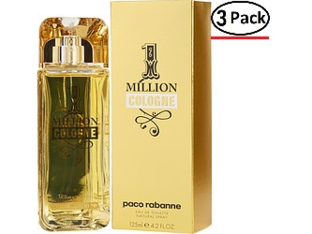 PACO RABANNE 1 MILLION COLOGNE by Paco Rabanne EDT SPRAY 4.2 OZ for MEN ---(Package Of 3)