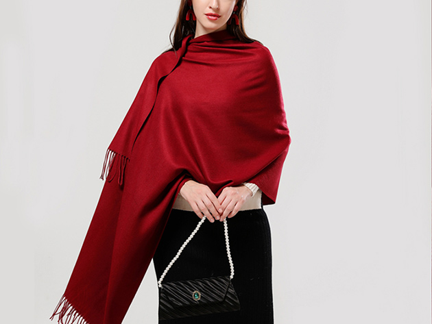 Lavisha Cashmere-Blend Shawl (Wine Red)