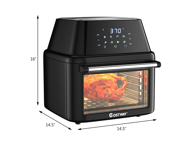 Costway 19 QT Multi-functional Air Fryer Oven 1800W Dehydrator Rotisserie w/ Accessories Black