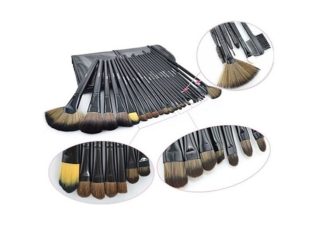 24-Piece Premium Makeup Brush Set (Black)