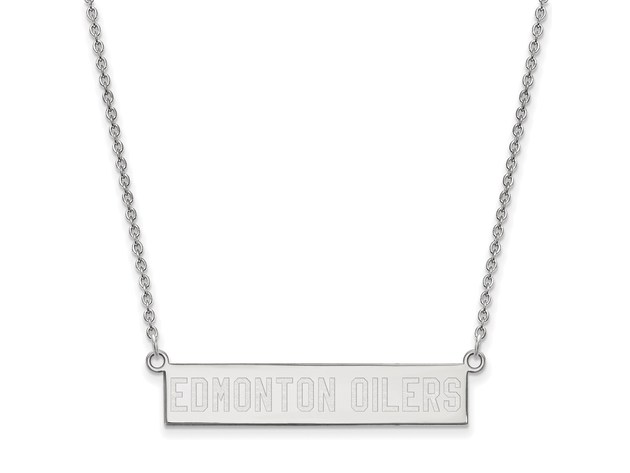 Sterling Silver NHL Edmonton Oilers SM Bar Necklace, 18 In