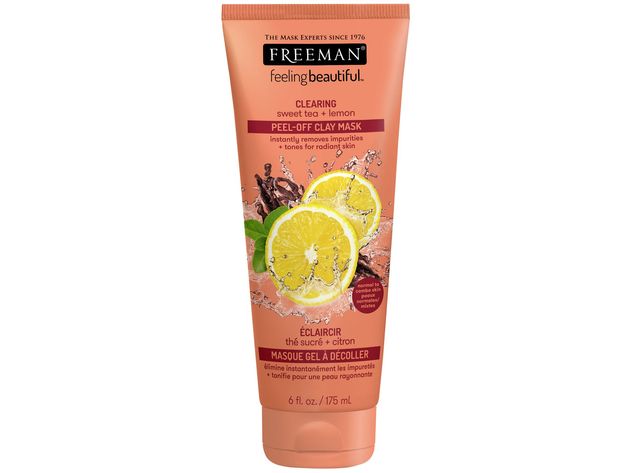 Freeman Feeling Beautiful Peel-Away Clay Mask, Pulls Pores and Clogging Grime, 6 Ounces, Sweet Tea and Lemon