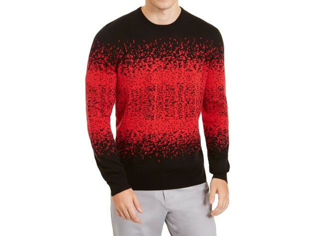 Alfani Men's Ombre Rib Crewneck Sweater Red Size Large