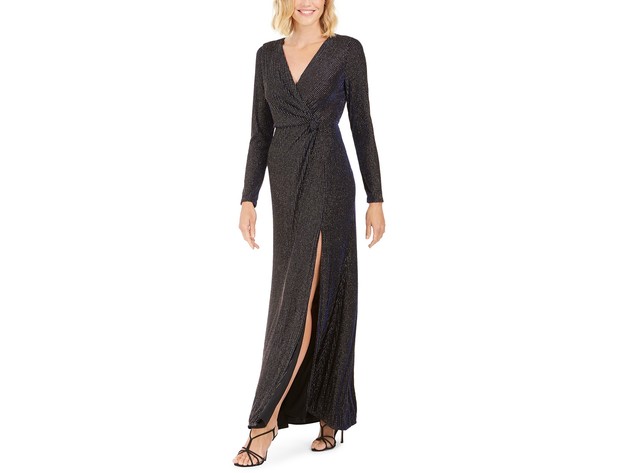 Nightway Women's Knot-Waist Gown Navy Size 10