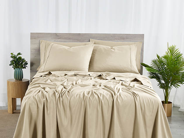 Bamboo 2000 Count 6-Piece Sheet Set with SnugGrip (Taupe/Twin XL)