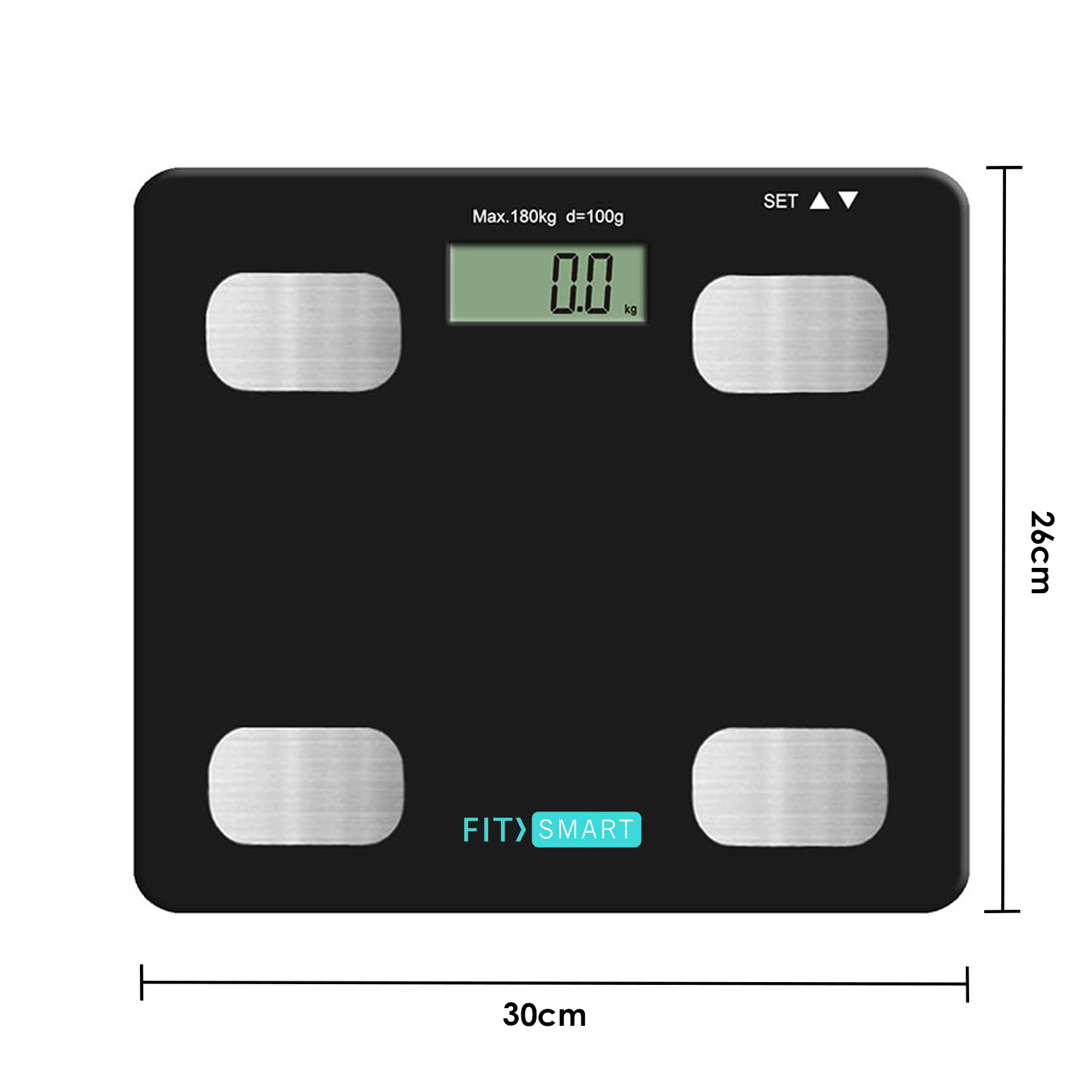 Fit Smart Electronic Floor Body Scale Black Digital LCD Glass Tracker Bathroom