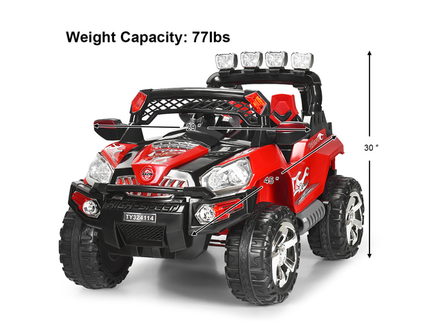 12V Kids Ride On Truck Car SUV MP3 RC Remote Control w/ LED Lights Music - Red