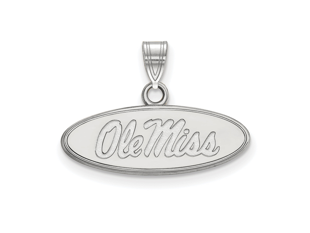 10k White Gold U. of Mississippi Small Oval 'Ole Miss' Pendant