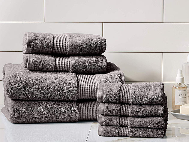 Turkish Cotton 700 GSM Towels: Set of 8 (Charcoal)