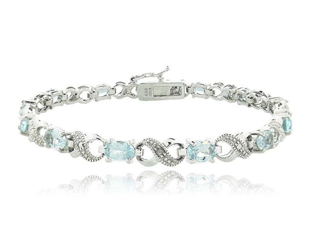 Genuine Sapphire & Diamond Accent Tennis Bracelet