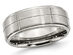 Mens Chisel 8mm Satin Stainless Steel Comfort Fit Grooved Brushed Wedding Band - 12.5