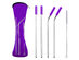 Stainless Steel Straw 4-Pc Set with Carrying Case & Cleaning Brush (Purple)