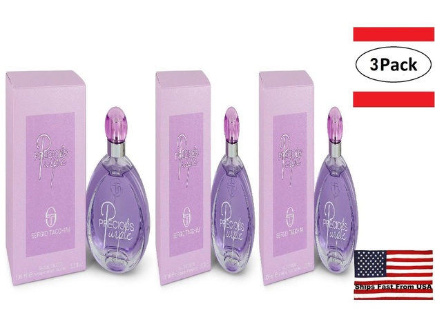 3 Pack Sergio Tacchini Precious Purple by Sergio Tacchini Eau De Toilette Spray 3.3 oz for Women