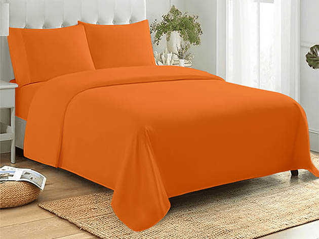 4-Piece Microfiber Sheet Set (Orange/Queen)