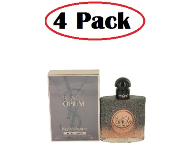 4 Pack of Black Opium Floral Shock by Yves Saint Laurent Eau De Parfum Spray 1.7 oz