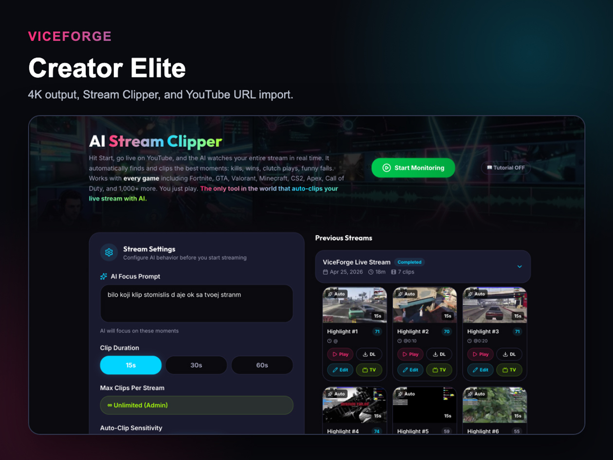ViceForge Creator Elite Plan: Lifetime Subscription
